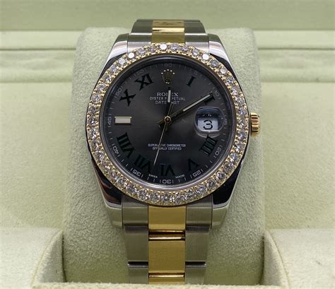 diamond dial rolex 41mm|Rolex watch with diamond bezel.